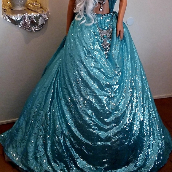 "WYNTER" Ocean Sequin Boho Wedding Ballgown Set - Picture 2 of 10